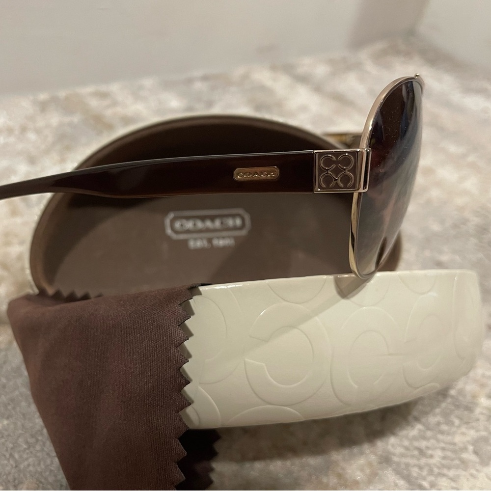 New Coach Aviator Sunglasses Style S1021 Brown With Case & Cleaning Cloth ☀️ 🕶️ - Picture 7 of 10